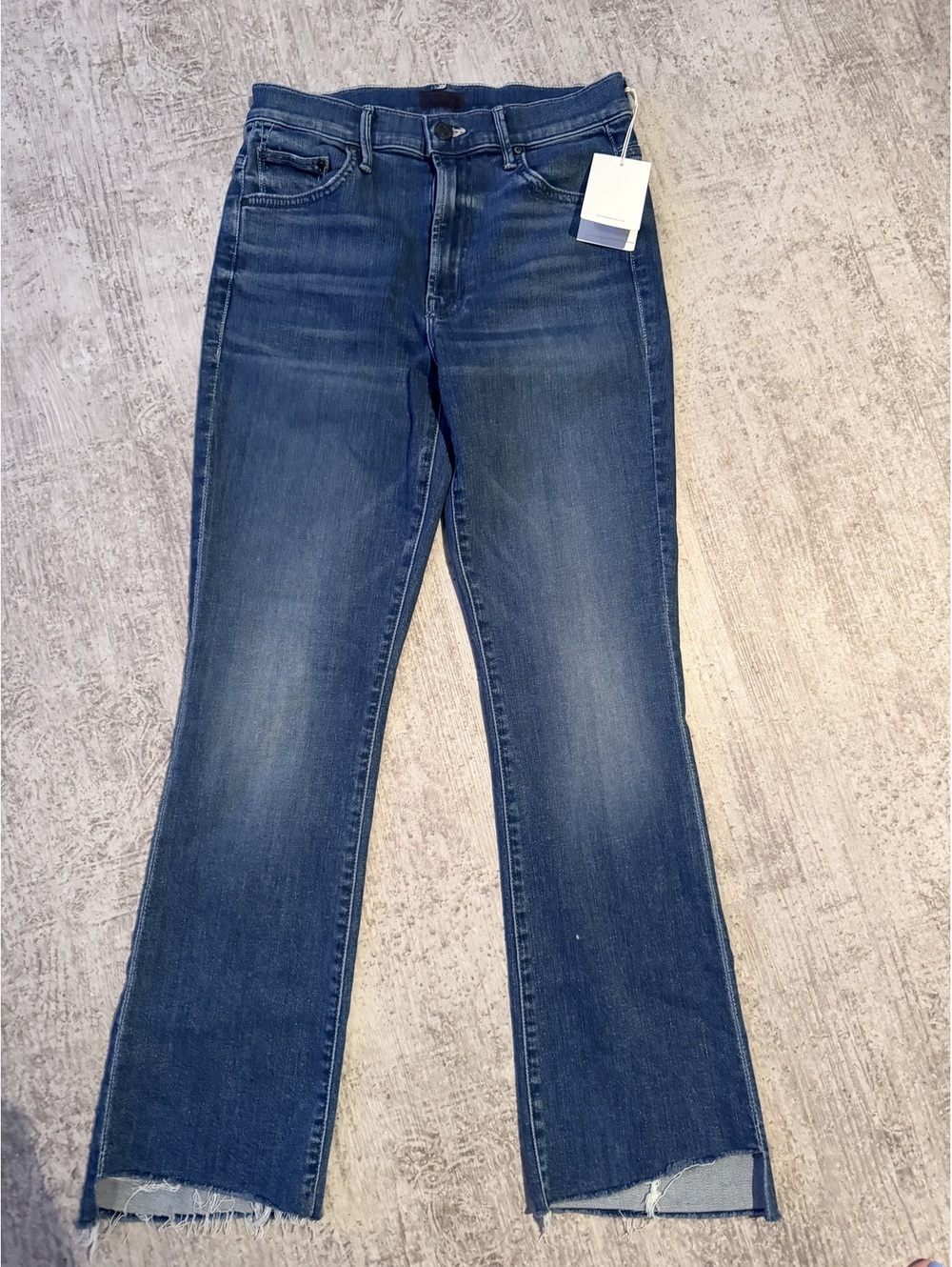 NWT MOTHER denim insider crop step fray jeans in wish on a star medium distress